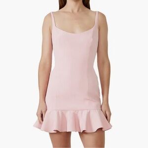 Bardot Gigi Ruffle Hem Fit & Flare Blush Pink Mini Dress Size 4